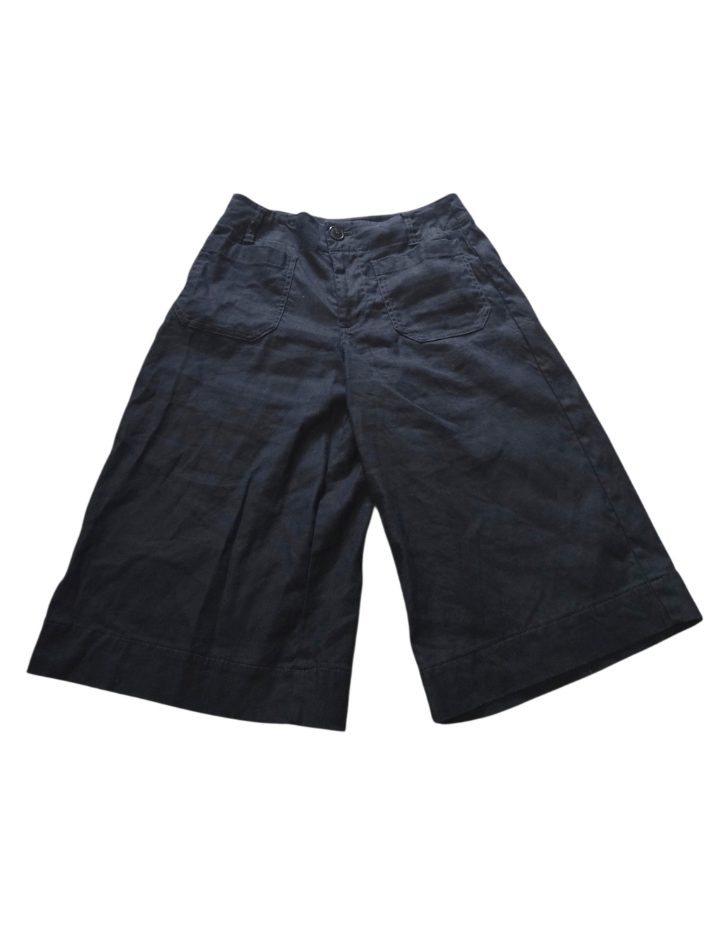 Navy Wide-Leg Culotte Pants